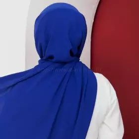 hijab soie de medine bleu