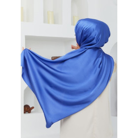 Hijab satin bleu