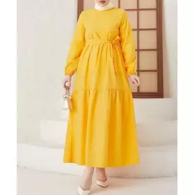 robe femme voilée été jaune