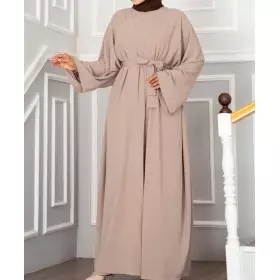 ensemble abaya kimono de couleur nude