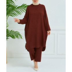 Ensemble Large Femme Voilée Alanya Marron