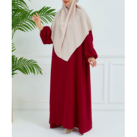 abaya manche bouffantes rouge