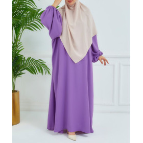 abaya manche bouffante couleur lila