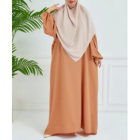 abaya manche bouffante couleur abricot
