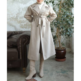 manteau long hiver pour femme voilée de couleur taupe