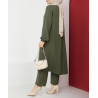 Ensemble Femme Voilée Beige - Ensemble Hijab Chemisier + Pantalon